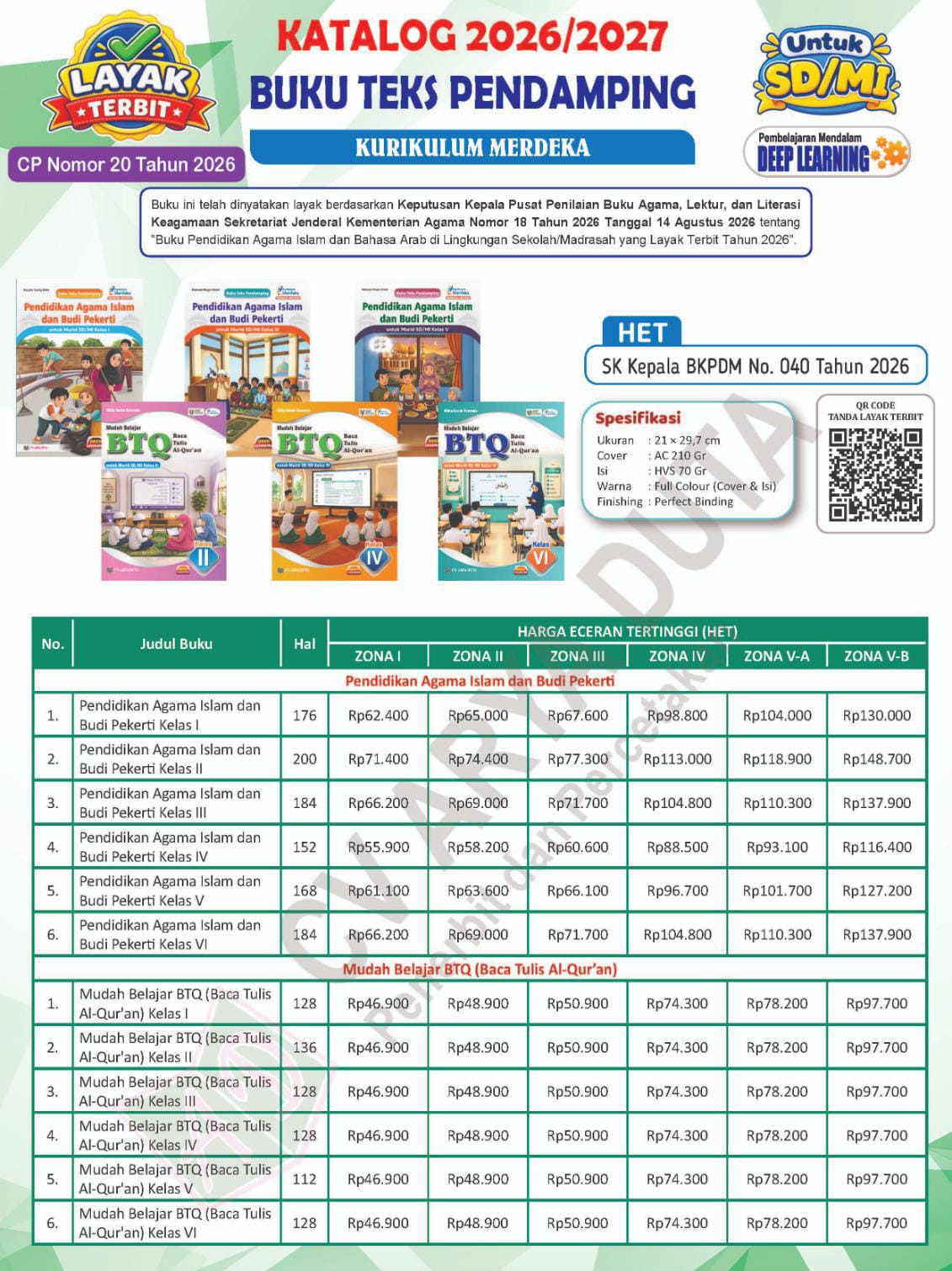 Distributor & Supplier Buku PAI dan BTQ SD/MI Kurikulum Merdeka 2026/2027